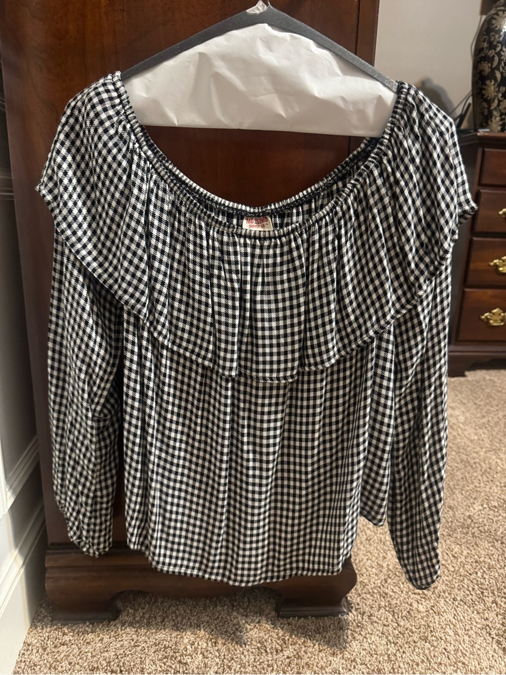 Gameday Alabama Black & White Houndstooth Off-Shoulder
